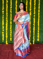 Thumbnail for Jyoti Fashion Women's Sky Blue Kanchipuram Silk Zari Woven Saree with Blouse - Distacart