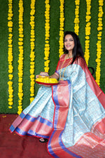 Thumbnail for Jyoti Fashion Women's Sky Blue Kanchipuram Silk Zari Woven Saree with Blouse - Distacart