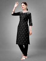 Thumbnail for Jyoti Fashion Women's Black Cotton Blend Sequins with Embroidered Kurta Set - Distacart