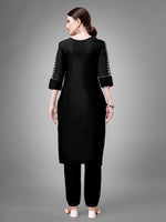 Thumbnail for Jyoti Fashion Women's Black Cotton Blend Sequins with Embroidered Kurta Set - Distacart