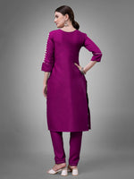 Thumbnail for Jyoti Fashion Women's Purple Cotton Blend Sequins with Embroidered Kurta Set - Distacart