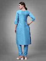 Thumbnail for Jyoti Fashion Women's Sky Blue Cotton Blend Sequins with Embroidered Kurta Set - Distacart