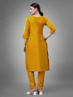 Thumbnail for Jyoti Fashion Women's Yellow Cotton Blend Sequins with Embroidered Kurta Set - Distacart