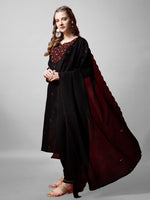 Thumbnail for Jyoti Fashion Women's Black Cotton Blend Embroidered Kurta Set - Distacart