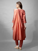 Thumbnail for Jyoti Fashion Women's Coral Cotton Blend Embroidered Kurta Set - Distacart