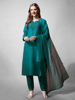 Thumbnail for Jyoti Fashion Women's Rama Cotton Blend Embroidered Kurta Set - Distacart