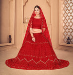 Thumbnail for Jyoti Fashion Women's Red Net Thread Embroidered Designer Lehenga Choli Set - Distacart