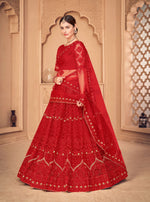 Thumbnail for Jyoti Fashion Women's Red Net Thread Embroidered Designer Lehenga Choli Set - Distacart