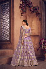 Thumbnail for Jyoti Fashion Women's Purple Net Thread Embroidered Designer Lehenga Choli Set - Distacart