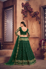 Thumbnail for Jyoti Fashion Women's Dark Green Net Thread Embroidered Designer Lehenga Choli Set - Distacart