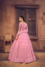 Thumbnail for Jyoti Fashion Women's Baby Pink Net Thread Embroidered Designer Lehenga Choli Set - Distacart
