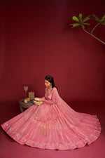 Thumbnail for Jyoti Fashion Women's Pink Net Thread Embroidered Designer Lehenga Choli Set - Distacart