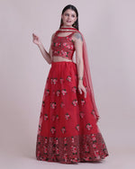 Thumbnail for Jyoti Fashion Women's Red Net Thread Embroidered Designer Lehenga Choli Set - Distacart