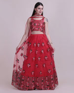 Thumbnail for Jyoti Fashion Women's Red Net Thread Embroidered Designer Lehenga Choli Set - Distacart