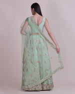Thumbnail for Jyoti Fashion Women's Sea Green Taffeta Silk Thread Embroidered Designer Lehenga Choli Set - Distacart