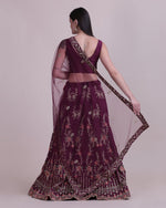 Thumbnail for Jyoti Fashion Women's Wine Taffeta Silk Thread Embroidered Designer Lehenga Choli Set - Distacart