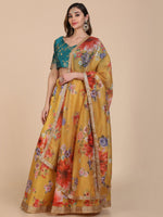 Thumbnail for Jyoti Fashion Women's Yellow Banglory Silk Floral Printed Designer Lehenga Choli Set - Distacart