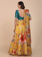 Thumbnail for Jyoti Fashion Women's Yellow Banglory Silk Floral Printed Designer Lehenga Choli Set - Distacart