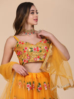 Thumbnail for Jyoti Fashion Women's Yellow Net Thread Embroidered Designer Lehenga Choli Set - Distacart