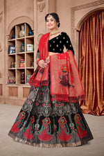 Thumbnail for Jyoti Fashion Women's Black Jacquard Zari Woven Designer Lehenga Choli Set - Distacart