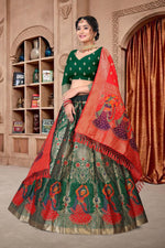 Thumbnail for Jyoti Fashion Women's Dark Green Jacquard Zari Woven Designer Lehenga Choli Set - Distacart