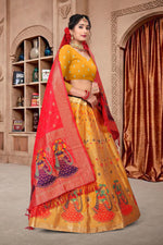Thumbnail for Jyoti Fashion Women's Yellow Jacquard Zari Woven Designer Lehenga Choli Set - Distacart
