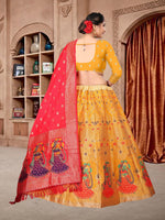 Thumbnail for Jyoti Fashion Women's Yellow Jacquard Zari Woven Designer Lehenga Choli Set - Distacart