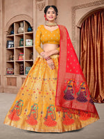 Thumbnail for Jyoti Fashion Women's Yellow Jacquard Zari Woven Designer Lehenga Choli Set - Distacart