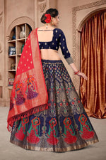 Thumbnail for Jyoti Fashion Women's Navy Blue Jacquard Zari Woven Designer Lehenga Choli Set - Distacart