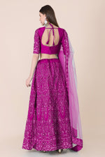 Thumbnail for Jyoti Fashion Women's Purple Taffeta Silk Thread Embroidered Designer Lehenga Choli Set - Distacart