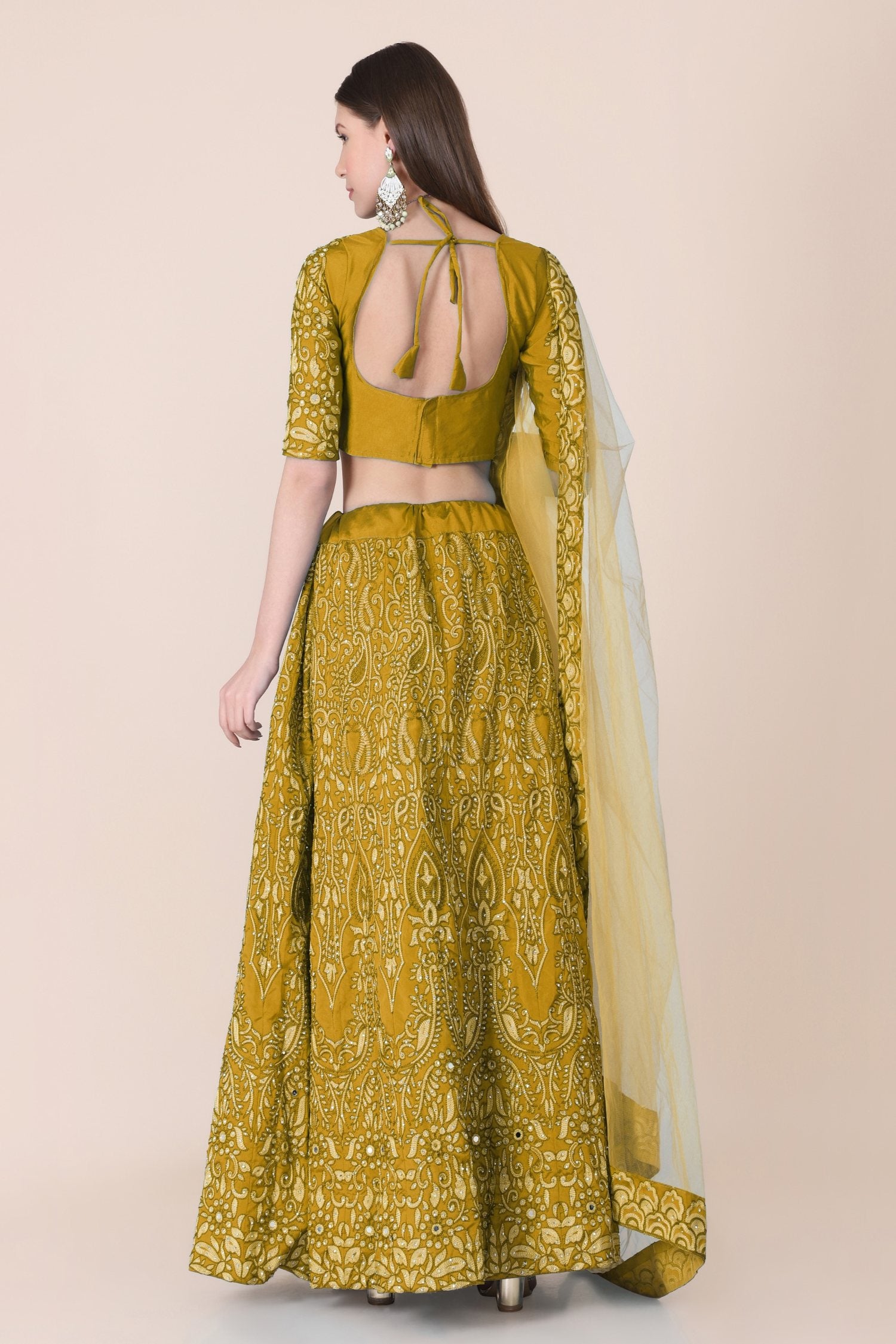 Jyoti Fashion Women's Mustard Taffeta Silk Thread Embroidered Designer Lehenga Choli Set - Distacart