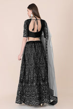 Thumbnail for Jyoti Fashion Women's Black Taffeta Silk Thread Embroidered Designer Lehenga Choli Set - Distacart