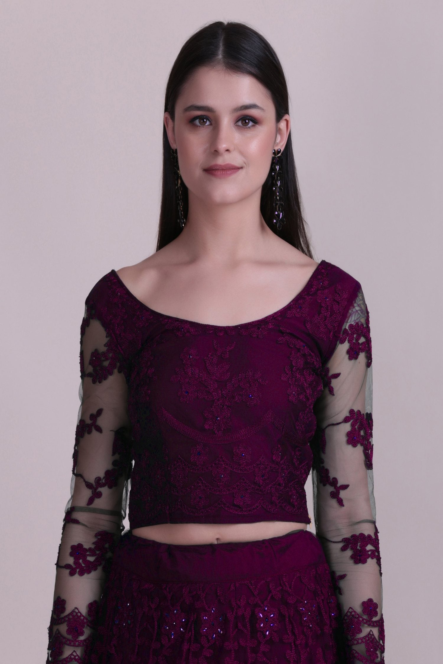 Jyoti Fashion Women's Purple Net Thread Embroidered Designer Lehenga Choli Set - Distacart
