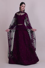 Thumbnail for Jyoti Fashion Women's Purple Net Thread Embroidered Designer Lehenga Choli Set - Distacart