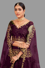Thumbnail for Jyoti Fashion Women's Purple Net Thread Embroidered Designer Lehenga Choli Set - Distacart