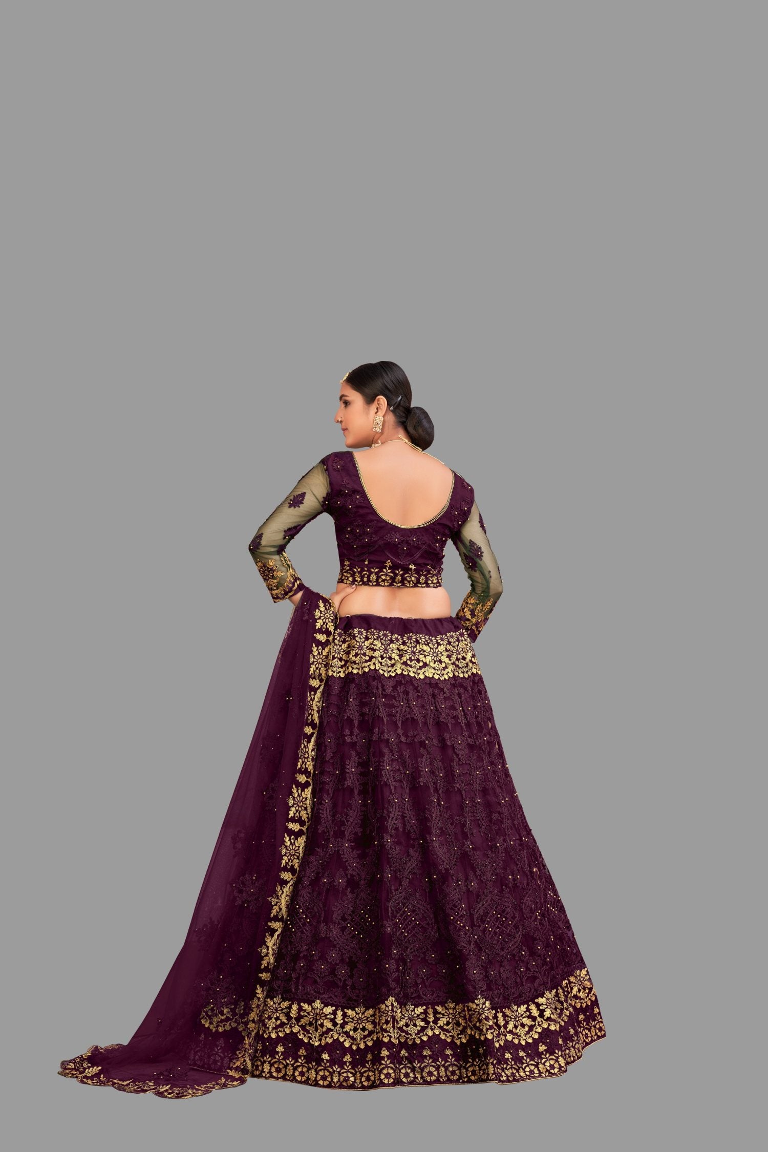 Jyoti Fashion Women's Purple Net Thread Embroidered Designer Lehenga Choli Set - Distacart