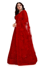 Thumbnail for Jyoti Fashion Women's Red Net Thread Embroidered Designer Lehenga Choli Set - Distacart