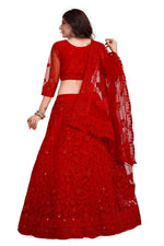 Thumbnail for Jyoti Fashion Women's Red Net Thread Embroidered Designer Lehenga Choli Set - Distacart