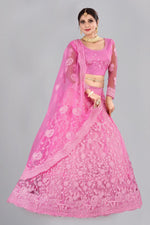 Thumbnail for Jyoti Fashion Women's Baby Pink Net Thread Embroidered Designer Lehenga Choli Set - Distacart