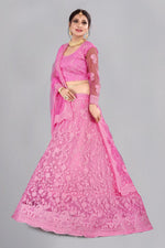 Thumbnail for Jyoti Fashion Women's Baby Pink Net Thread Embroidered Designer Lehenga Choli Set - Distacart