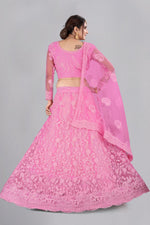 Thumbnail for Jyoti Fashion Women's Baby Pink Net Thread Embroidered Designer Lehenga Choli Set - Distacart