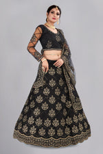 Thumbnail for Jyoti Fashion Women's Black Net Thread Embroidered Designer Lehenga Choli Set - Distacart