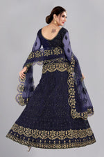 Thumbnail for Jyoti Fashion Women's Navy Blue Net Thread Embroidered Designer Lehenga Choli Set - Distacart