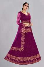 Thumbnail for Jyoti Fashion Women's Purple Net Thread Embroidered Designer Lehenga Choli Set - Distacart