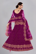 Thumbnail for Jyoti Fashion Women's Purple Net Thread Embroidered Designer Lehenga Choli Set - Distacart