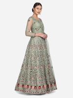 Thumbnail for Jyoti Fashion Women's Light Green Net Thread Embroidered Designer Lehenga Choli Set - Distacart