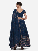 Thumbnail for Jyoti Fashion Women's Navy Blue Georgette Thread Embroidered Lehenga Choli with Dupatta - Distacart