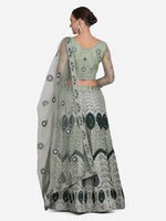 Thumbnail for Jyoti Fashion Women's Sea Green Net Thread Embroidered Lehenga Choli with Dupatta - Distacart