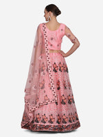 Thumbnail for Jyoti Fashion Women's Baby Pink Net Thread Embroidered Lehenga Choli with Dupatta - Distacart