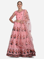 Thumbnail for Jyoti Fashion Women's Baby Pink Net Thread Embroidered Lehenga Choli with Dupatta - Distacart